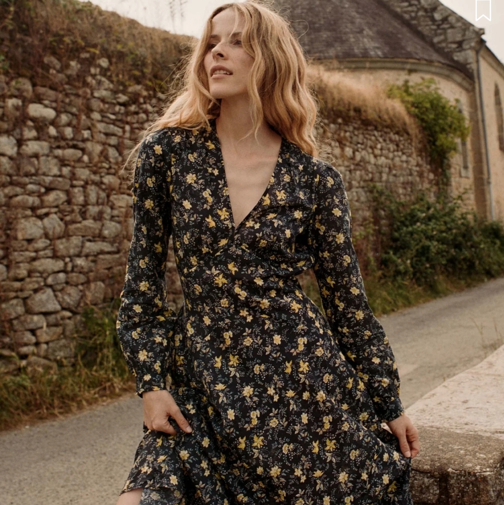 🆕 DOEN CHARLESTON DRESSIN NOIR WINDING BLOSSOMS XS